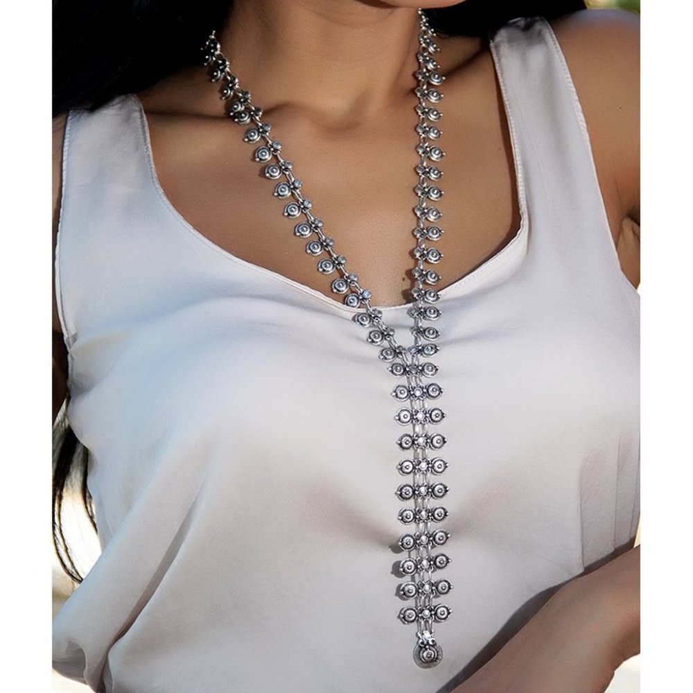Silvertone Lariat Necklace